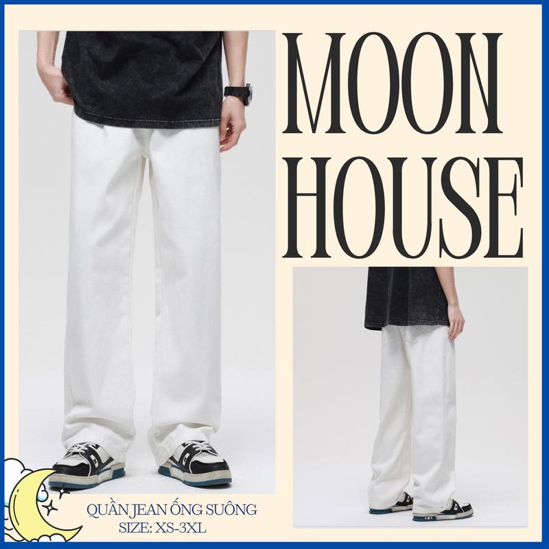 Quần jean ống suông nam nữ Màu Trắng MOON HOUSE T9 thiết kế hack dáng dễ mặc phối đồ phong cách Menswear Pants 