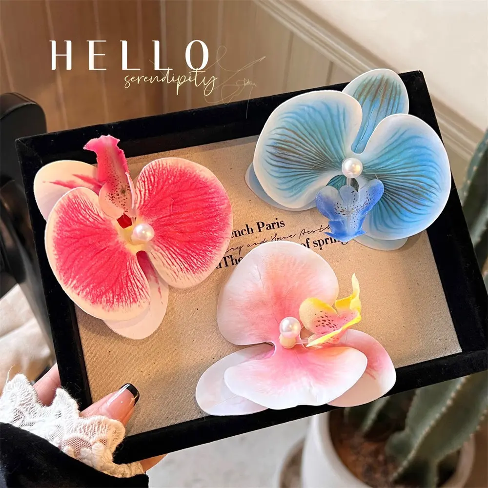 Kẹp Tóc Hoa Lan Hồ Điệp Ngọt Ngào Hàn Quốc, Thời Trang Mới, Bohemia, Thiết Kế Sáng Tạo, Vải Hoa, Ngọc Trai, Kẹp Tóc, Mũ Nữ