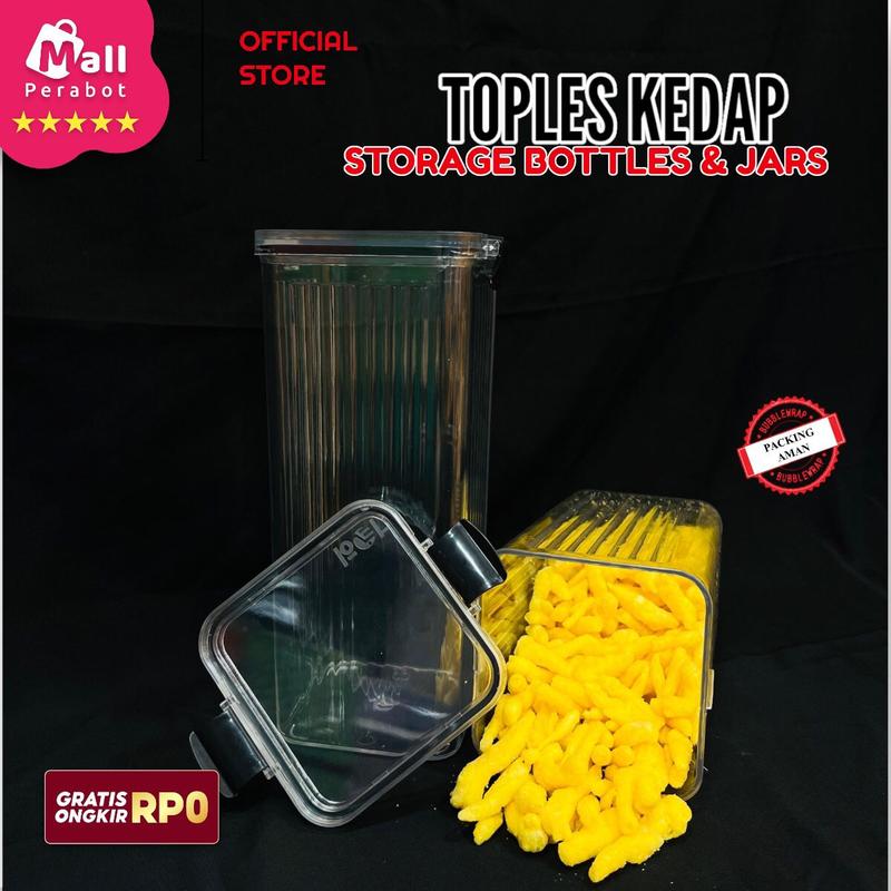 Mall Perabot | Toples Kedap Storage Bottle & Jars | Plastik Bening | Set Toples | Aesthetic | Toples Bumbu Dapur | Kotak Snack Kedap Udara Transparan 4