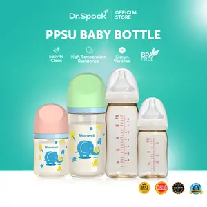Dr.Spock Botol Bayi PPSU 160ml/240ml Generasi 3 Wide Neck dengan Sistem Ventilasi BPA Free Tahan Panas 180°C Bottle Minum
