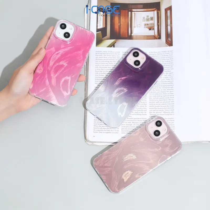 Aurora Hologram Feather Case for iPhone X XR XSMAX 11 12 13 14 15 16 Pro Plus Pro Max 4