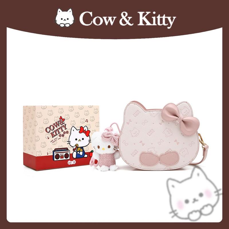 Cow & Kitty Túi đeo chéo nữ màu hồng thiết kế dễ thương phim hoạt hình đầu mèo 2025 mới nhẹ sang trọng nhỏ gọn