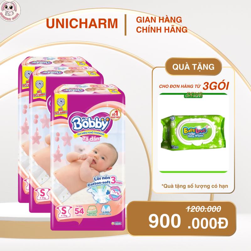  Combo 4 Tã dán bobby siêu khô thoáng cho bé từ sơ sinh đến lớn cho mẹ dễ lựa chọn 