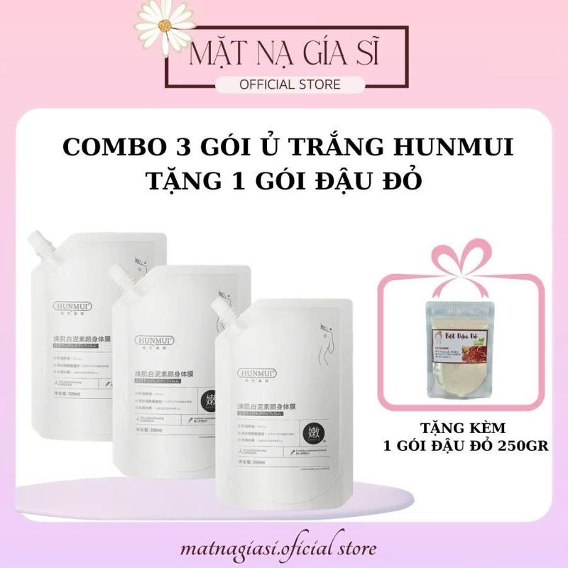 Combo 3Gói Tặng 250gr Đậu Đỏ Ủ Tắm Trắng Body Hunmui Ủ Toàn Thân Giúp Gia Bật Tông Trắng Sáng 300ml