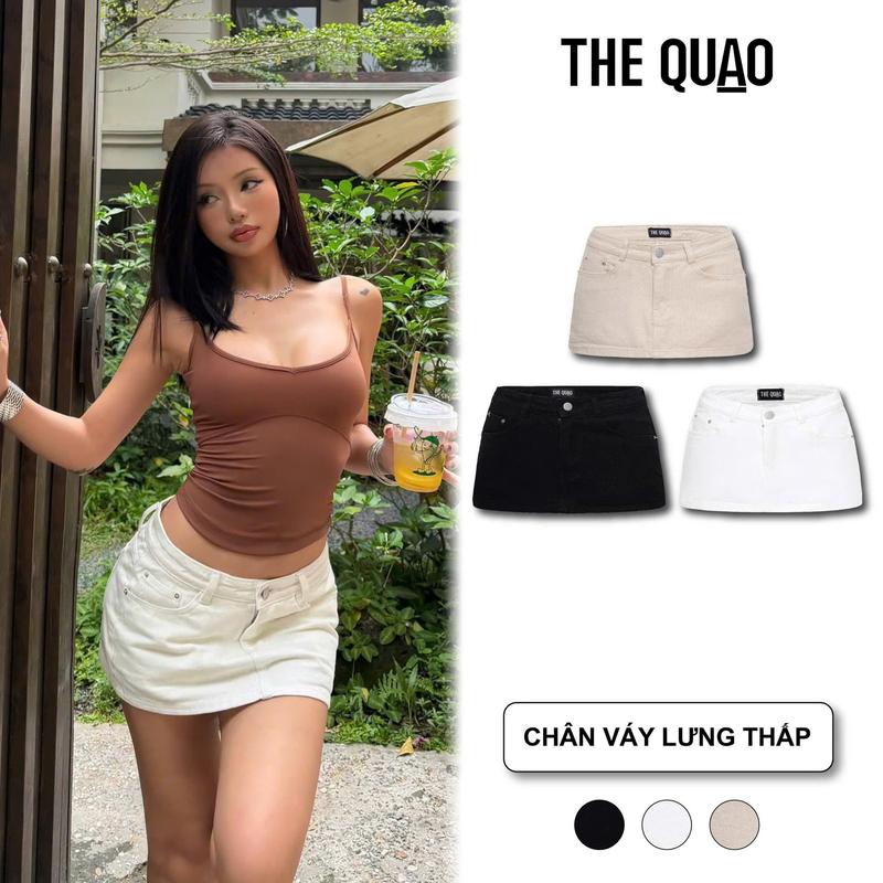 THE QUẠO - Chân Váy Lưng Thấp Màu Trắng Dáng Ôm Nhẹ Có Quần Trong N0601_739 B