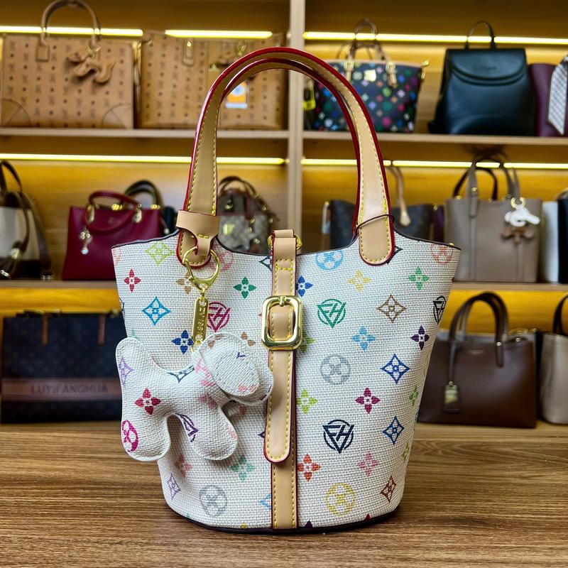 - 809 - Túi Xách Da Nữ Dáng Trendy Da Microfiber Cao Cấp Họa Tiết Monogram Màu Đa Sắc Trắng - Thời Trang Quảng Châu Cao Cấp