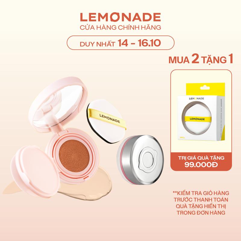Combo 01 Phấn nước siêu kiềm dầu Lemonade Supermatte Cushion 15g và 01 Má hồng căng bóng dạng phấn nước thuần chay Mirror Mirror Blush Cushion 8g