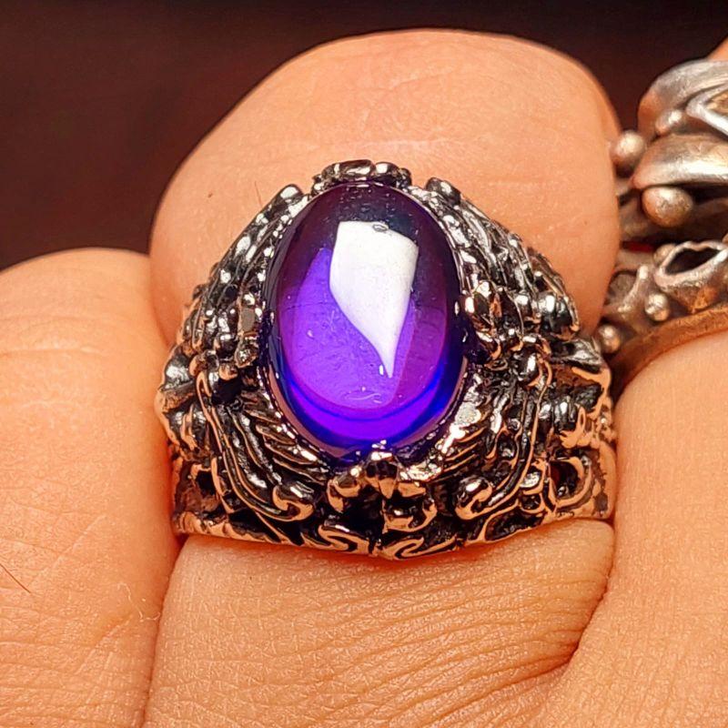 Cincin batu kecubung tafsu jagat ring dewata barong bali / cincin bolosewu