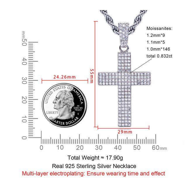 Moissanite Kalung Pria Wanita : 0.832cttw D Color 925 Sterling Silver Cross Pendant Layered Hip Hop Dazzling Necklace 91796fdbb61e418f8676fdeae6b58a84~tplv Aphluv4xwc Origin Jpeg