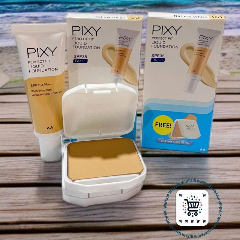 Pixy Perfect Fit Liquid Foundation SPF35 PA++ Gratis Pixy UV Whitening Two Way Cake Refill Wajah 6