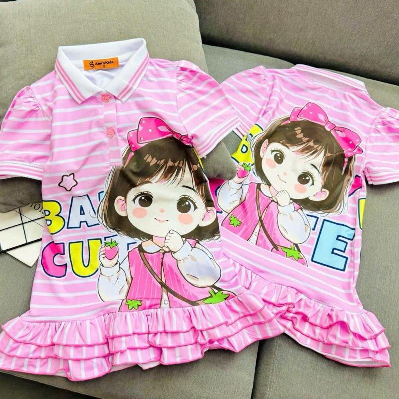   10kg tới 53kg  Đầm tầng xinh cho bé gái  chất thun lạnh mặc mát chất mềm mặc êm hình in hoạt hình dễ thương  sắc nét mặc bền Nữ Top Women đồ  vỗ bộ  dài bộ  dài 