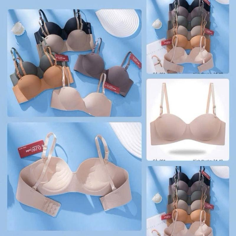  Combo 4 áo ngực nửa quả su đúc siêu mềm Áo lót chống sốc không dấu vết cho nữ Đồ lót vừa vặn mềm mại hoạ tiết trơn không lộ viền bao đẹp không gọng đệm 3cm - N001 