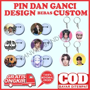 KANVASBANDUNG Pin dan Ganci Custom Nama Logo dan Foto Bentuk Bulat 32mm 44mm 58mm Aesthetic Tas Baju Jaket Topi Jilbab Sneakers Souvenir Gift Minimal Order 10 PCS