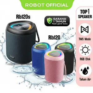 ROBOT RB120 & RB120S Speaker Bluetooth 6.0 15W UltraBass IPX7 Waterproof 20 Jam Playtime RGB Light Portable Wireless Original Garansi Resmi 1 Tahun Bisa COD