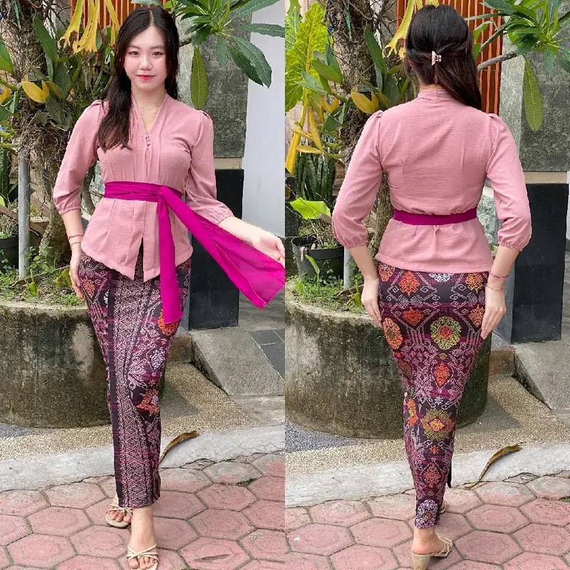 ONESET KEBAYA AIRFLOW LENGAN KERUT/setelan kebaya bali/set pakaian tradisional 5