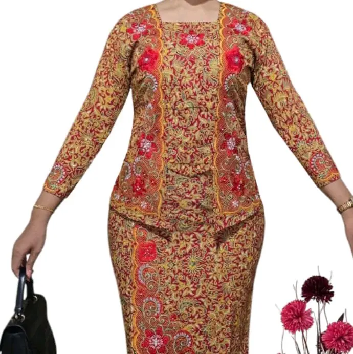Set Batik Premium Bahan Batik Katun Pakai Lapis Kombinasi Bordiran terbaru