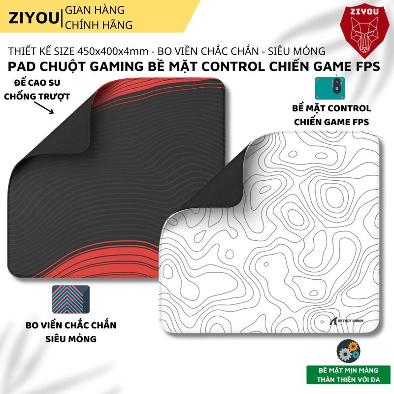 Lót Chuột Control Gaming Esport Ziyou Attack Shark CM02 - Chống Trượt, Chống Nước, Viền May Chống Sờn, Đế Cao Su Chống Trượt
