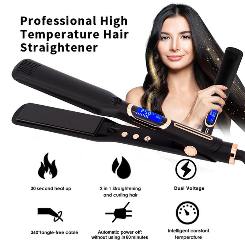 Product Introduction of Hair Flat Iron 500F High Temperature Professional MCH Wide Plates Irons Hard Anodized Plate Treatment Hair Straightener Electrical Plug Comfort 31