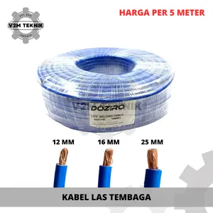 Kabel Las Tembaga / Kabel Mesin Las (PER 5 METER) Ukuran 12 MM 16 MM 25 MM / Welding Cable Super Flexible Travo