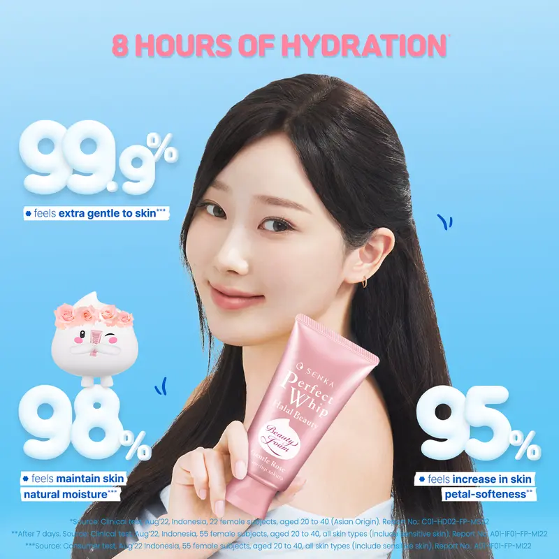 SENKA Perfect Whip Gentle Rose Facial Foam 100gr - Mengandung Hyaluronic Acid Membersihkan Wajah 1