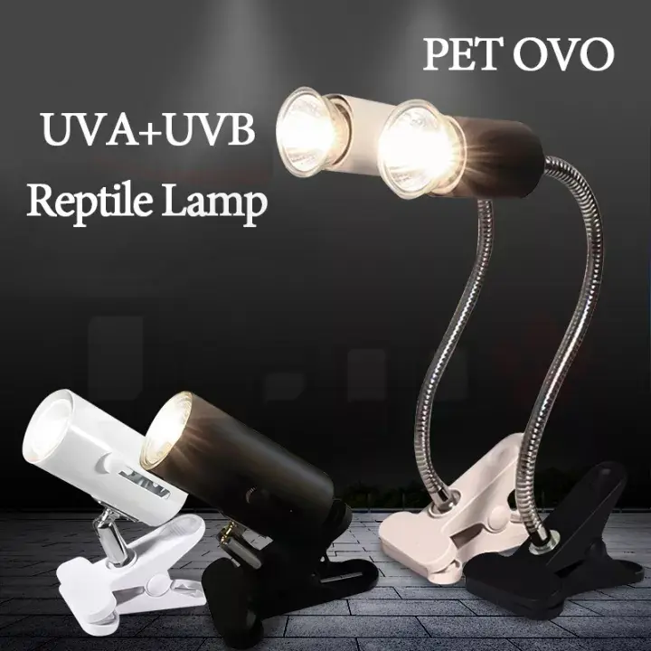 25W UVA+UVB Reptile Lamp Kit with White Clip-on Ceramic Lights Holder Turtle Basking UV Heating Lamp Set