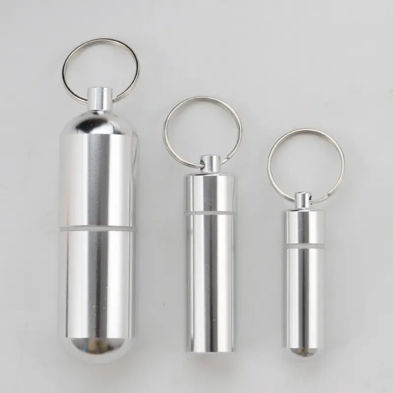 Hộp Đựng Thuốc, Chất Liệu Hợp Kim Nhôm Chống Thấm Nước, Cầm Tay, Hộp Đựng Thuốc, Hộp Đựng Viên Nang, Hộp Đựng Chai, Thích Hợp Sử Dụng Ngoài Trời, Có Móc Chìa Khóa