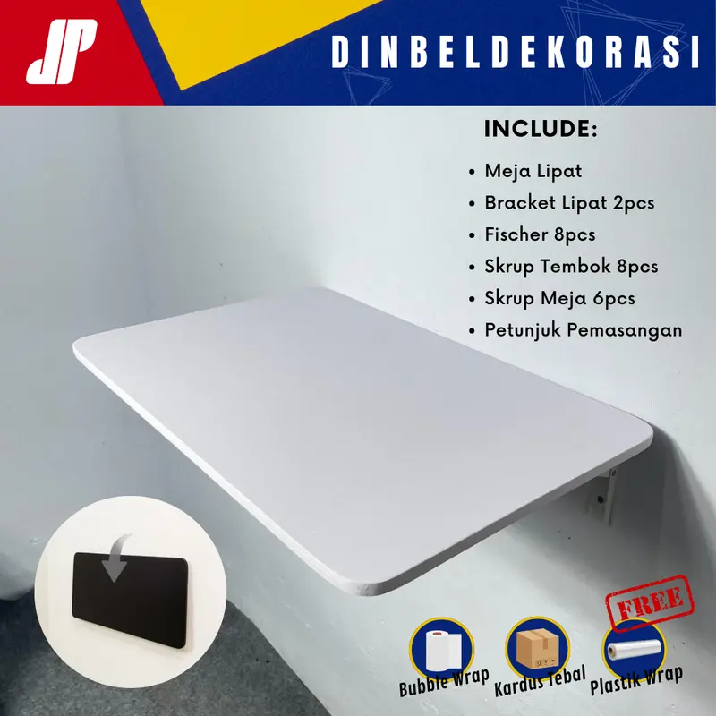 MEJA LIPAT LAPTOP MEJA KERJA LIPAT DINDING + LACI UKURAN 60 X 40 SATU SET / MEJA BELAJAR / MEJA LAPTOP / MEJA KOMPUTER / MEJA MINIMALIS SERBAGUNA BRACKET 30CM 0