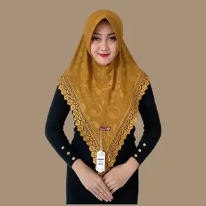 Indah Store - Hijab Instan Bergo Ped Jersey Divia Embos Renda Senada By Rafilah Busa Cantik Nyaman Wanita