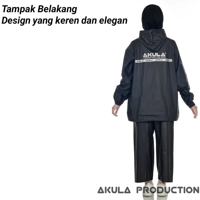 Jas Hujan Mantel AKULA Setelan Pria Wanita Tebal Elastis Bahan  Pvc Anti Rembes 1