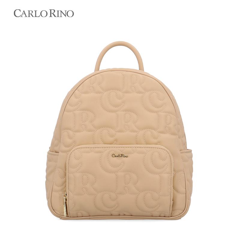 Carlo Rino CR Sculpted Monogram Backpack - Brown - TikTok Shop Malaysia