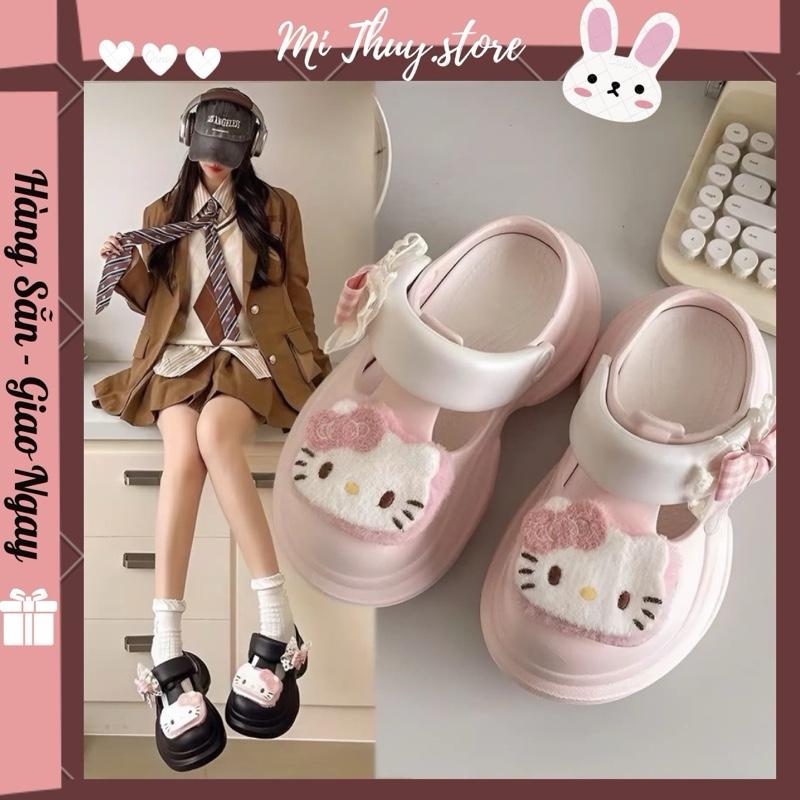  Mi Thuy Store  Dép form to   Dép sục nữ quai to  phối sticker kitty nơ dễ thương DÉP SỤC KITTY ĐẾ 7 CM 