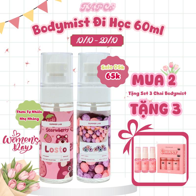 Bodymist Summerlab Dung tích 60ml Full mùi, hương ngọt ngào phù hợp mùa đông Nam và Nữ Nước Hoa