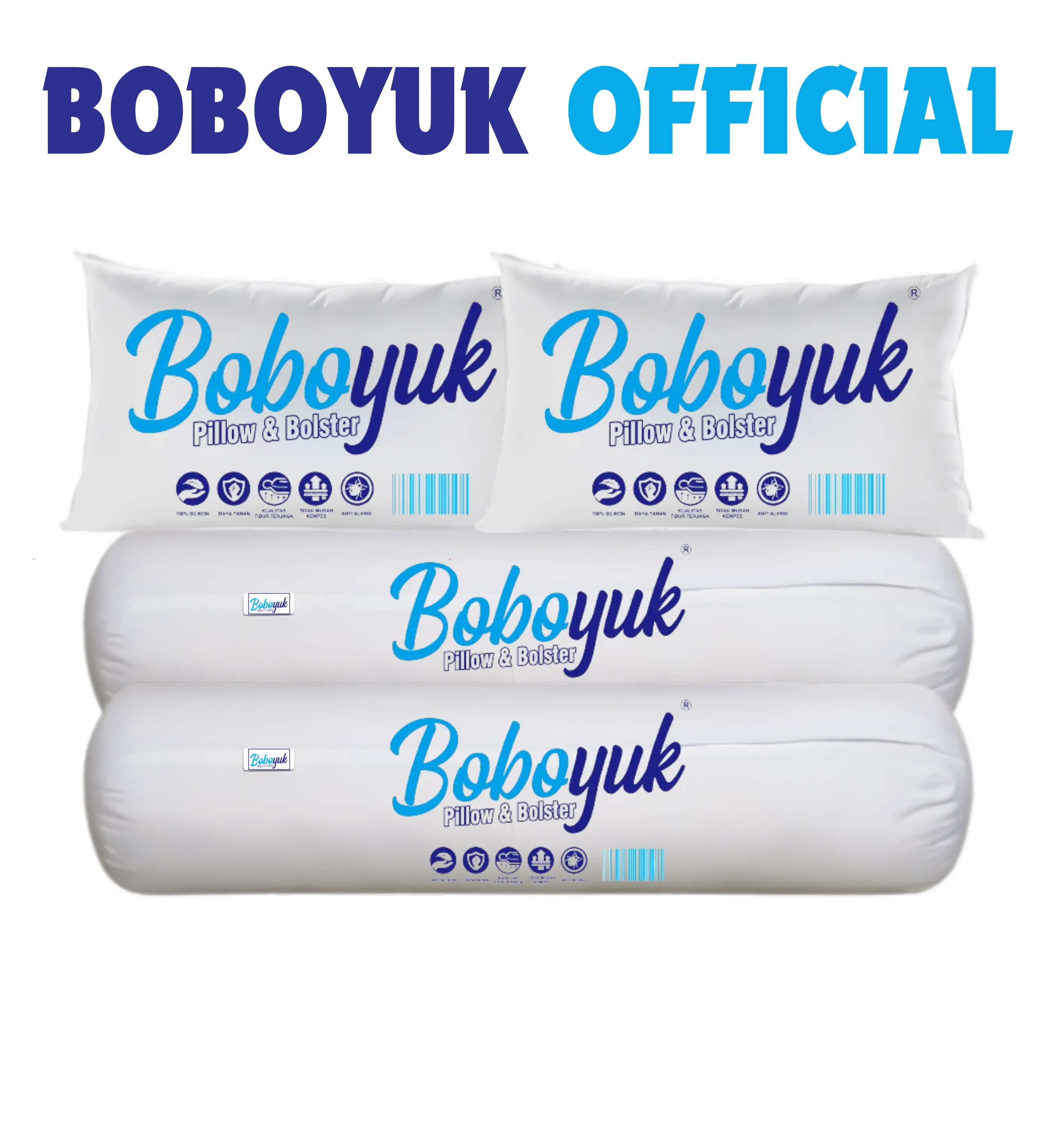 Boboyuk Bantal Guling 1 Set Bantal 2 Guling 2 Rasakan Kenyamanan Tidur Maksimal Seperti Di Hotel Dengan Silikon Premium Grade A Bed