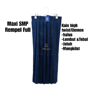 Rok Biru Rempel Full Seragam sekolah SMP/MTS.kain High Twis Nyaman