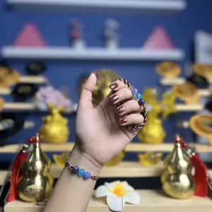 CAKRA RATU - Gelang Tridatu Zodiak Pisces Dengan Batu Aquamarine, Amethyst, Fluorite