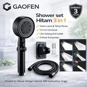 Live-GaoFen Set Shower Dinding – 5 Semprotan, Warna Hitam Elegan, Mudah Pasang Tanpa Bor