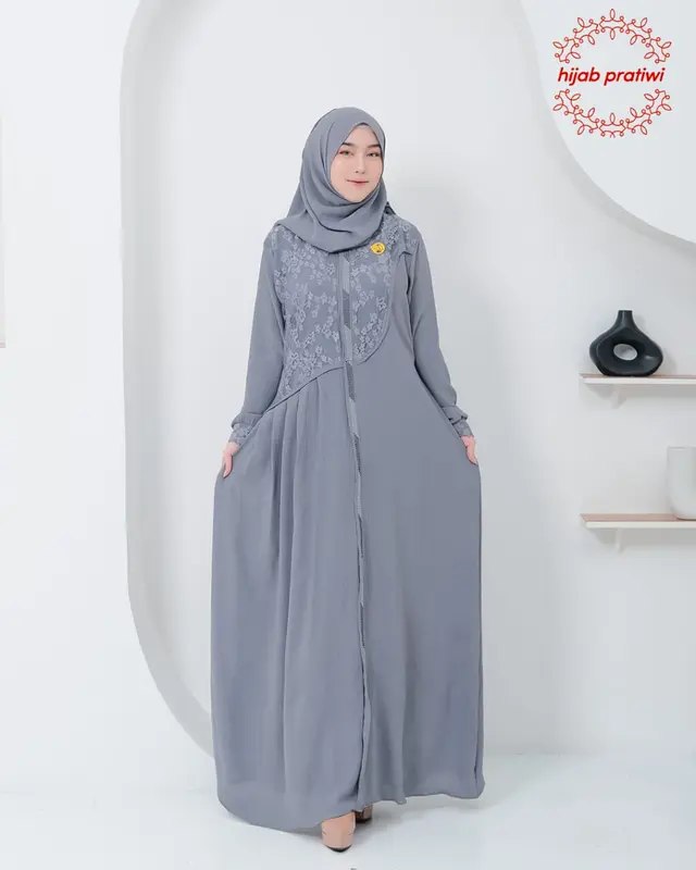 Syakila Dress Gamis Cringkel Mix Brukat Gamis Viral Kekinian Terbaru Gamis Muslim Elegant Gamis Kondangan Hits 2025 6