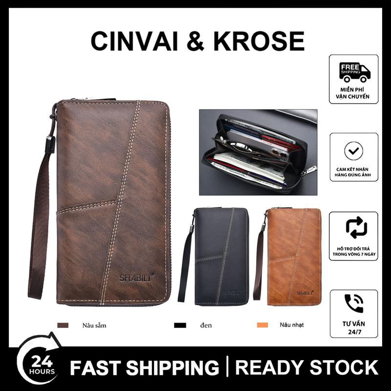 SHABILI Ví Ví Nam, Ví Dài, ví nữVí Cầm Tay, Có Ngăn Đựng Thẻ, Túi Kéo Khóa Tiền Lẻ, Túi Đựng Điện Thoại Di Động Sức Chứa Lớn, Làm Bằng Da PU, Thời Trang Cổ Điển, Dây Đeo Cổ Tay Có Thể Tháo Rời Đa Năng