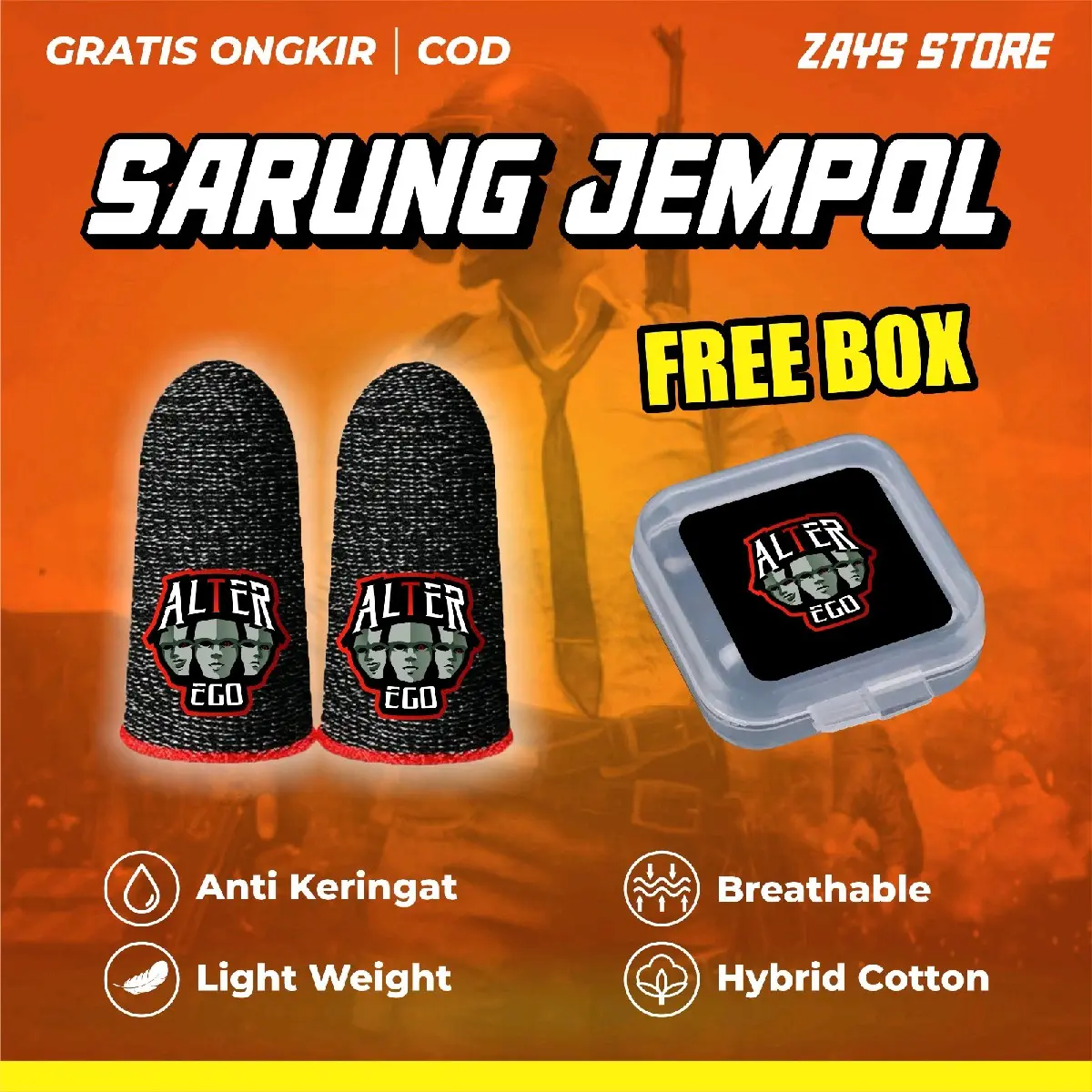 FRE BOX SARUNG JEMPOL GAME / SARUNG GAMING ANTI KERINGAT BASAH LICIN PREMIUM ALTHER EGO Accessories Hitam