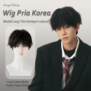 Wig Pria Import Korea/Full Wig Korea Netral Pendek Rambut Pendek Berbulu Alami Rambut Palsu25CM/Model Baru 2025/Black/Cool brown/Blonde