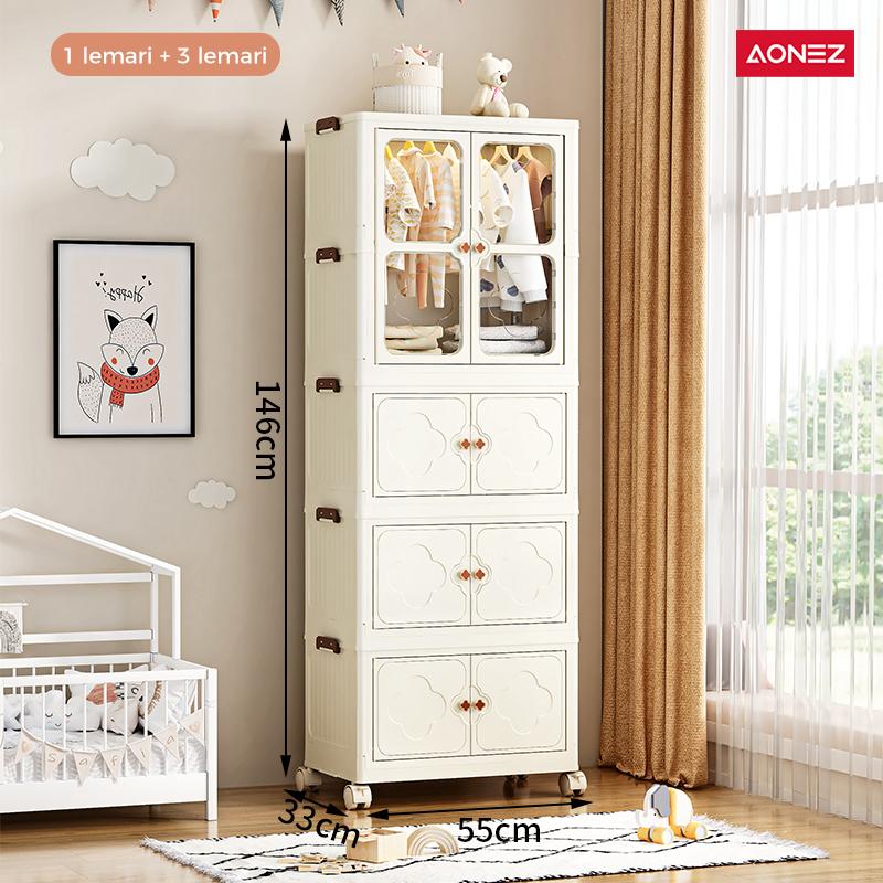 Product Introduction of 【COD 24h Shipping】AONEZ Lemari Plastik Pakaian Kelinci Dapat Dilipat 4&5 Tingkat Laci Susun Storage Cabinet Plastik Rak Susun Penyimpanan Lemari Baju > 25 kg bisa diputar Furniture 6