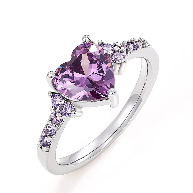 Eternal Love Amethyst Heart Sterling Silver Ring for Women