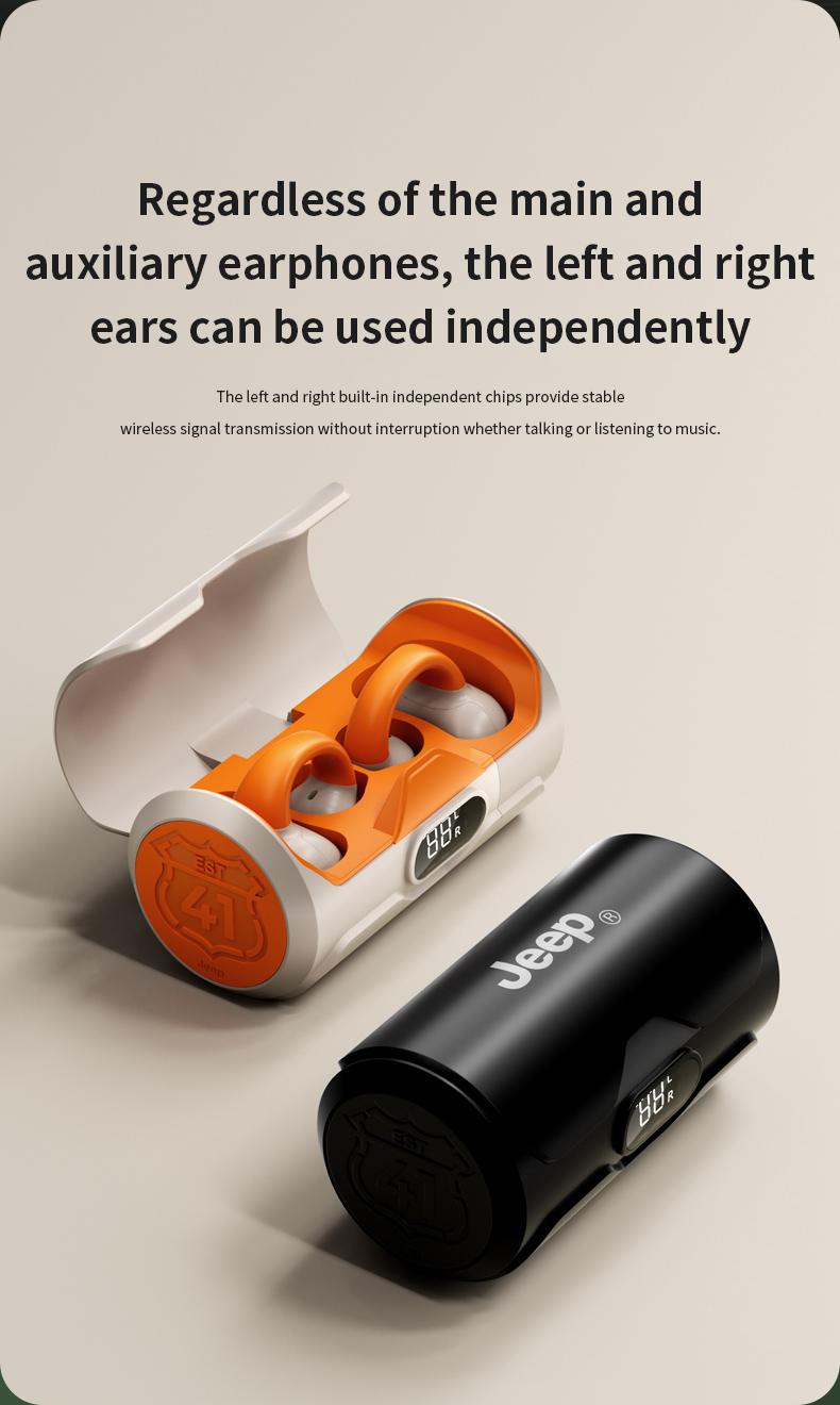 Jeep JP-EC003 Headphone Klip Telinga Nirkabel Bluetooth 5.4 Earbud Telinga Terbuka dengan Mikrofon untuk Olahraga Lari
