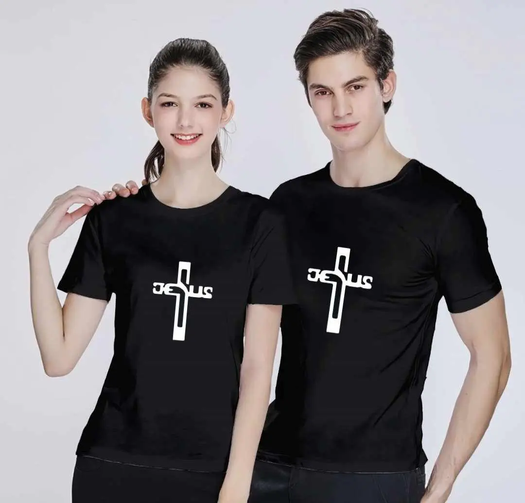 (HARGA SUDAH DAPAT 2 BAJU)Kaos Couple SALIB JESUS Lengan Pendek Bahan Katun Soft Sablon Printing Digital DTF Cowok Cewek Panjang Distro Oblong Dewasa Wanita Pasangan