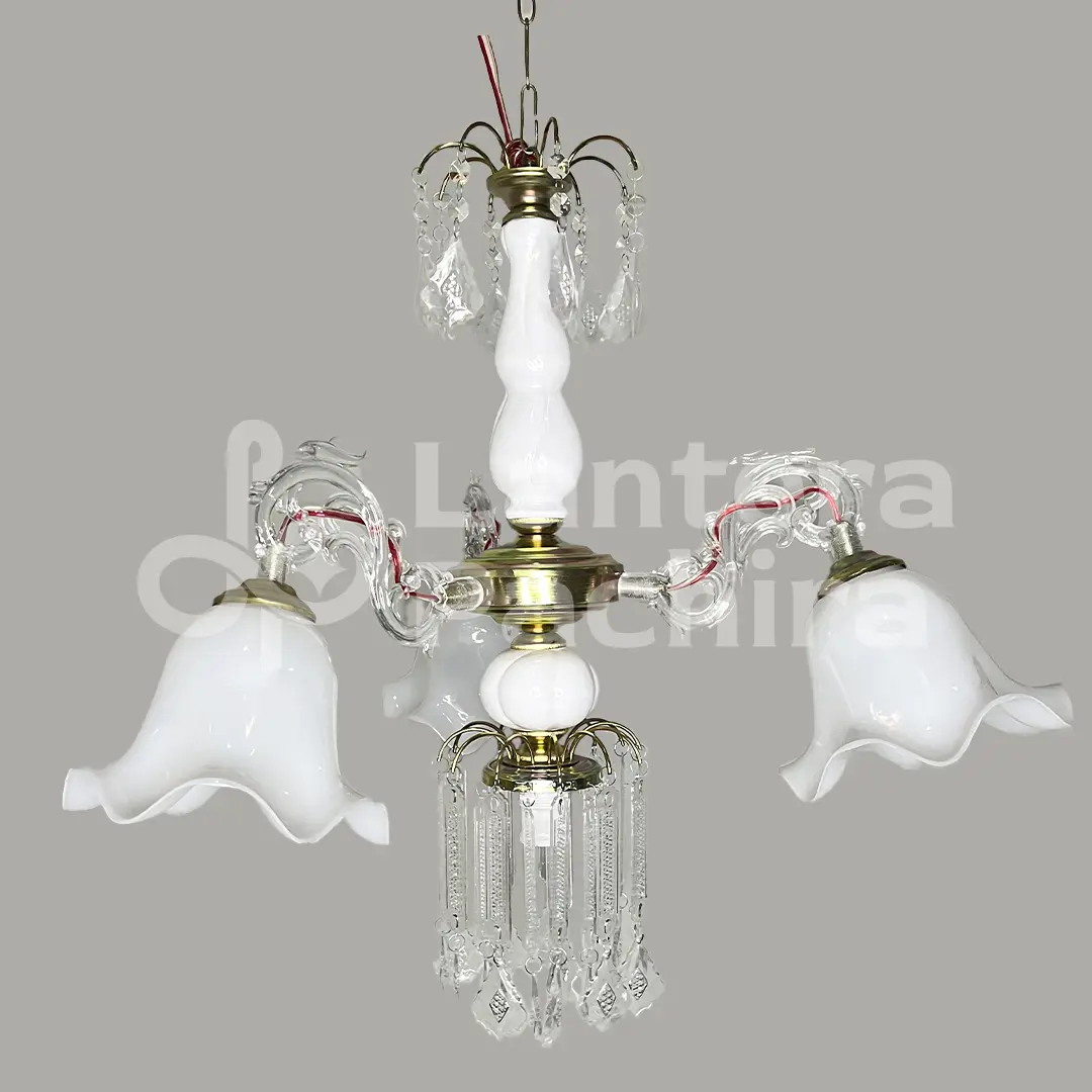 Lampu hias gantung cup tulip cabang 3 Plastik Lentera