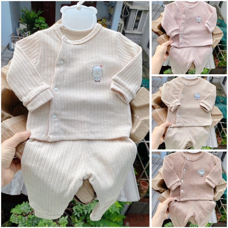 Yoyo- Bộ quần áo sơ sinh chất len dày mềm ấm cho bé trai bé gái