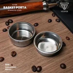 espresso coffee filter basket portafilter 51mm / universal coffee powder bowl porta / keranjang saringan kopi stainless steel