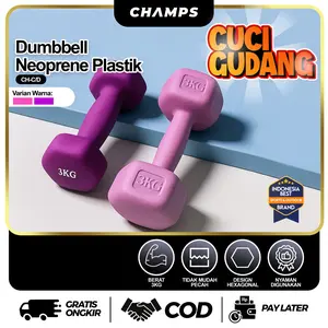CHAMPS Dumbbell Barbel 3Kg Neoprene Premium Warna Colorful | Alat Fitness Gym Latihan Otot Tangan (1 PCS)