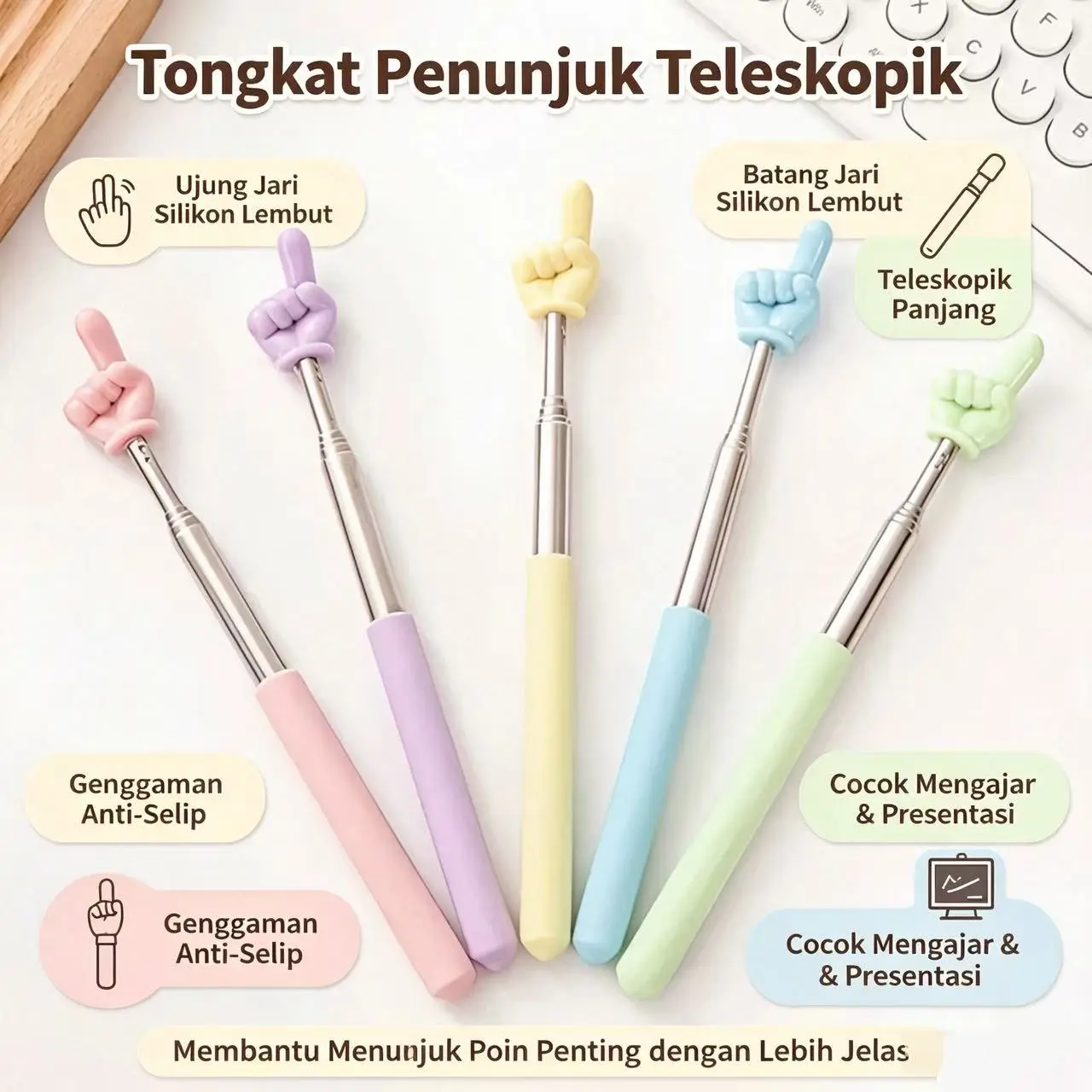 Tongkat Penunjuk Jari Teleskopik Lucu Guru Wajib PunyaAlat Bantu Mengajar Anak Jadi Semangat Belajar