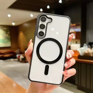 Hybrid Casing Magsafe Magnetic Black edition Case Kompatibel for S4msung A05 A05S A06 4G 5G A07 A15 A16 A17 A56 5G A36 5G A54 A35 A55 A25 A26 A23 - Wireless Charger Magsafe Case MAG06